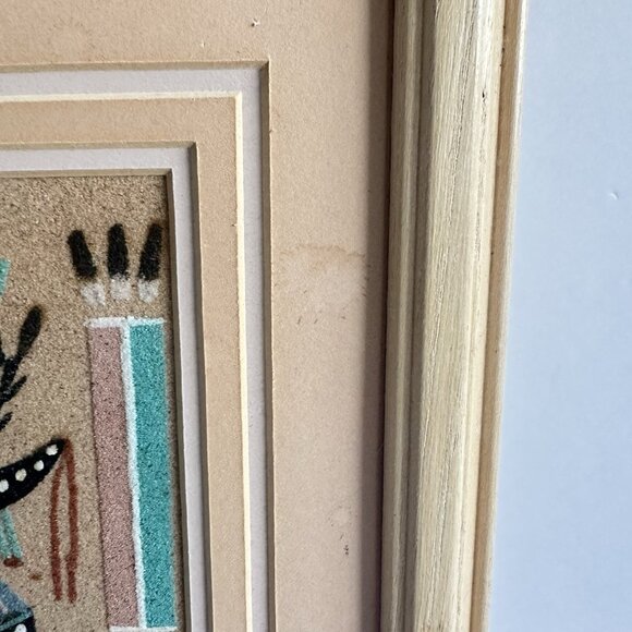 VTG Authentic Navajo Sandpainting Female Yei Signed A. J. 13.5 X 9.5" Frame READ - Picture 16 of 16